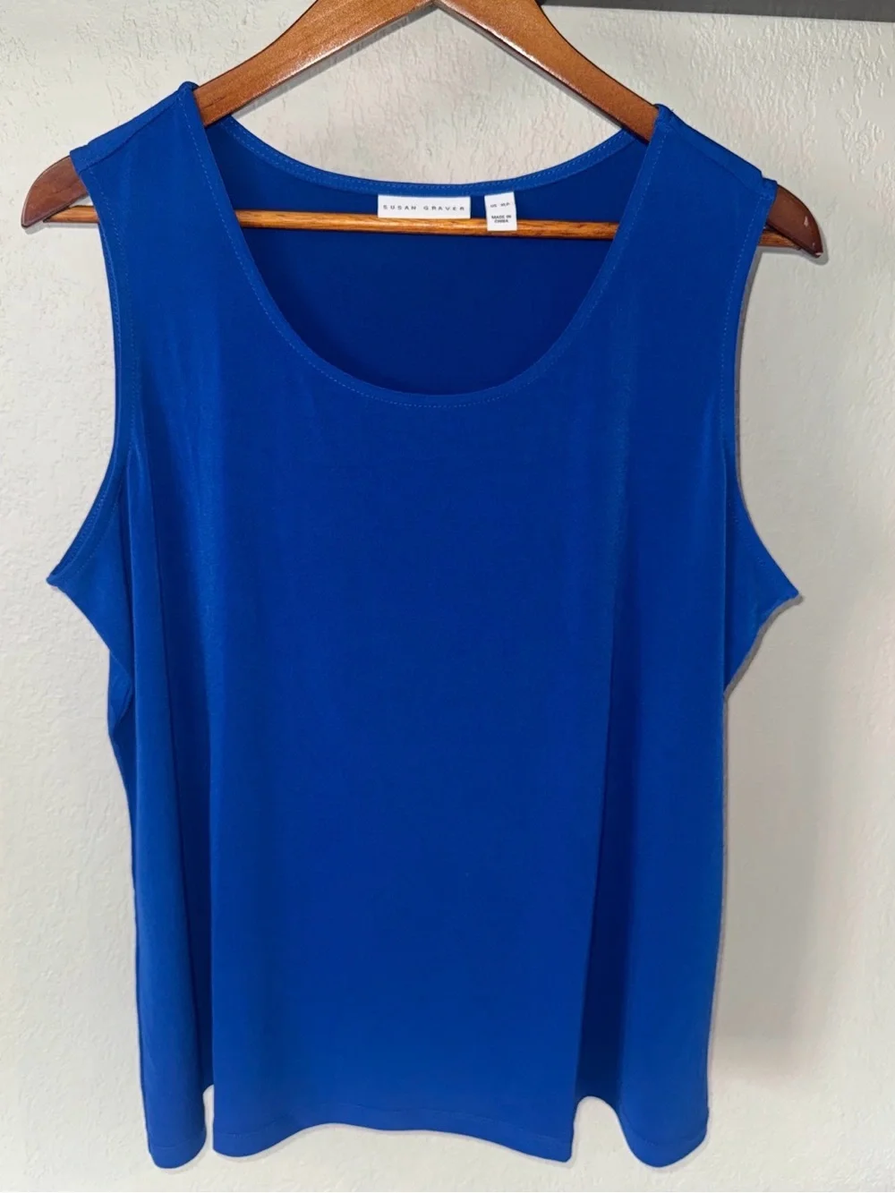 Susan Graver Petite Knit Tank Blue, Size XLP, A689878 - New